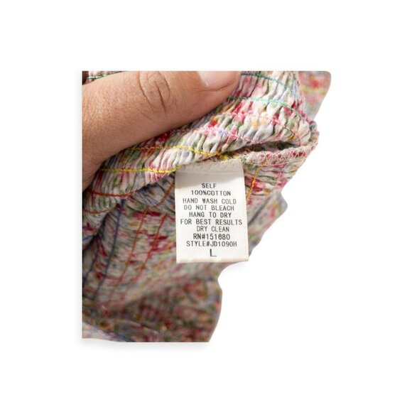 Storia Smocked Floral Sundress SZ L Rainbow Dress - Picture 5 of 8